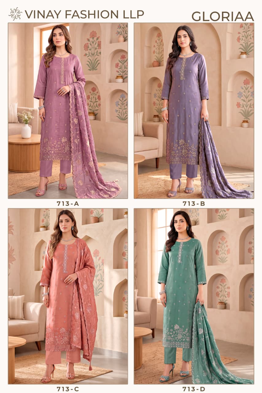 Gloriaa Kuleesh Vinay Fashion Llp Silk Pant Style Suits Exporter