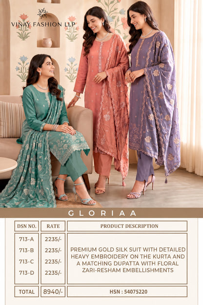 Gloriaa Kuleesh Vinay Fashion Llp Silk Pant Style Suits Exporter