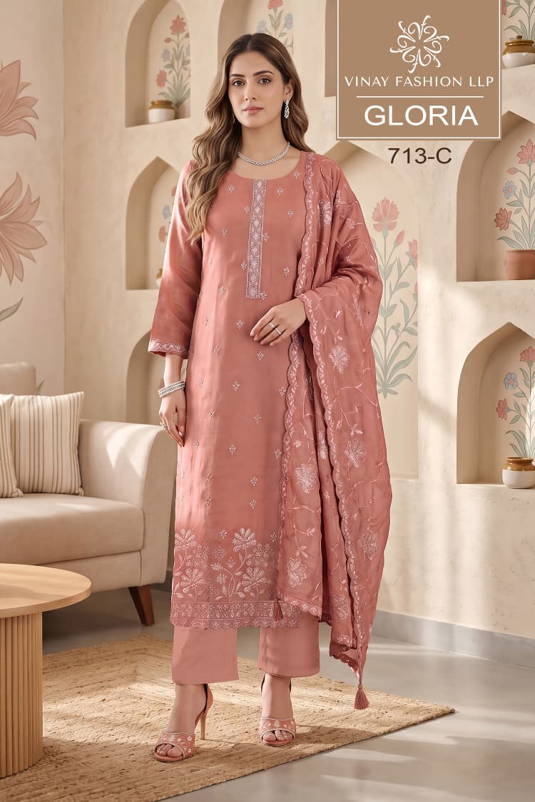 Gloriaa Kuleesh Vinay Fashion Llp Silk Pant Style Suits Exporter