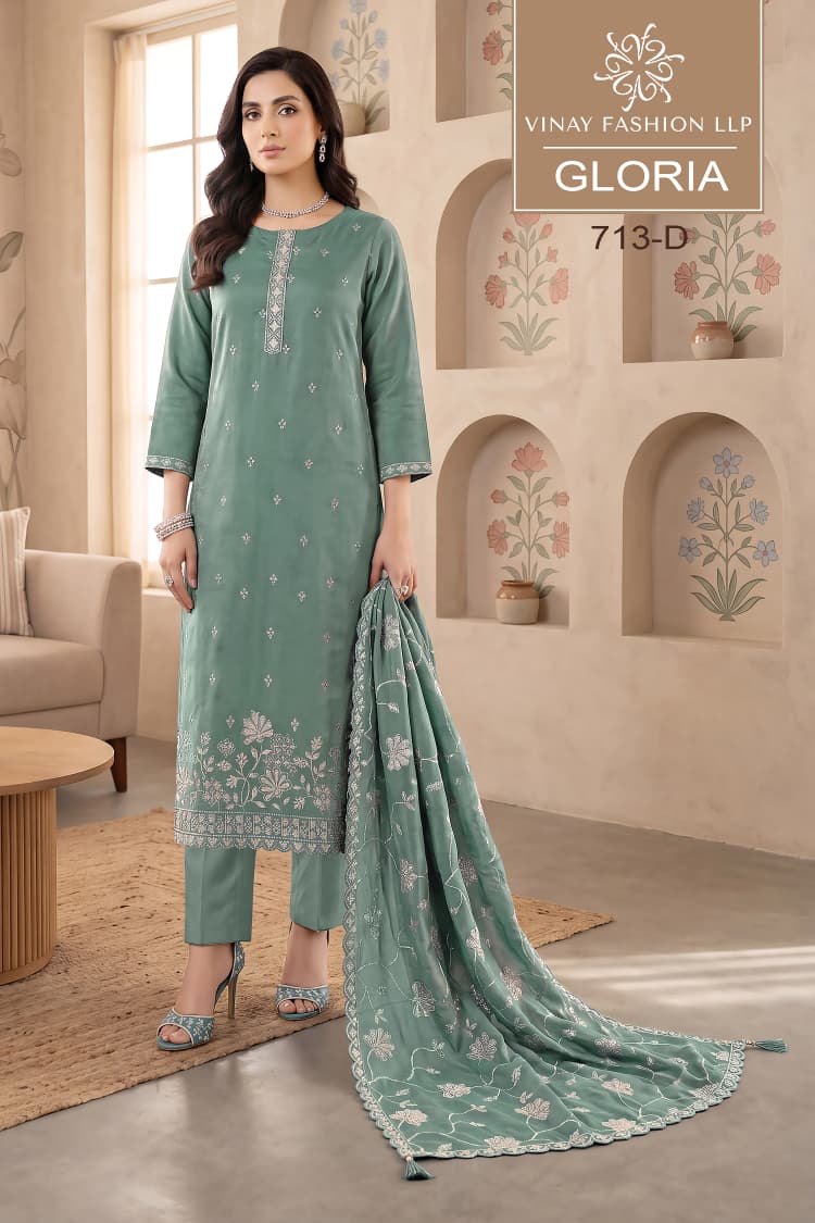 Gloriaa Kuleesh Vinay Fashion Llp Silk Pant Style Suits Exporter