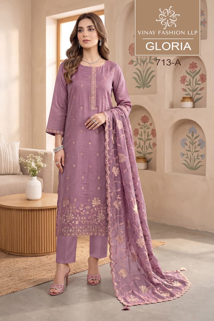 Gloriaa Kuleesh Vinay Fashion Llp Silk Pant Style Suits Exporter