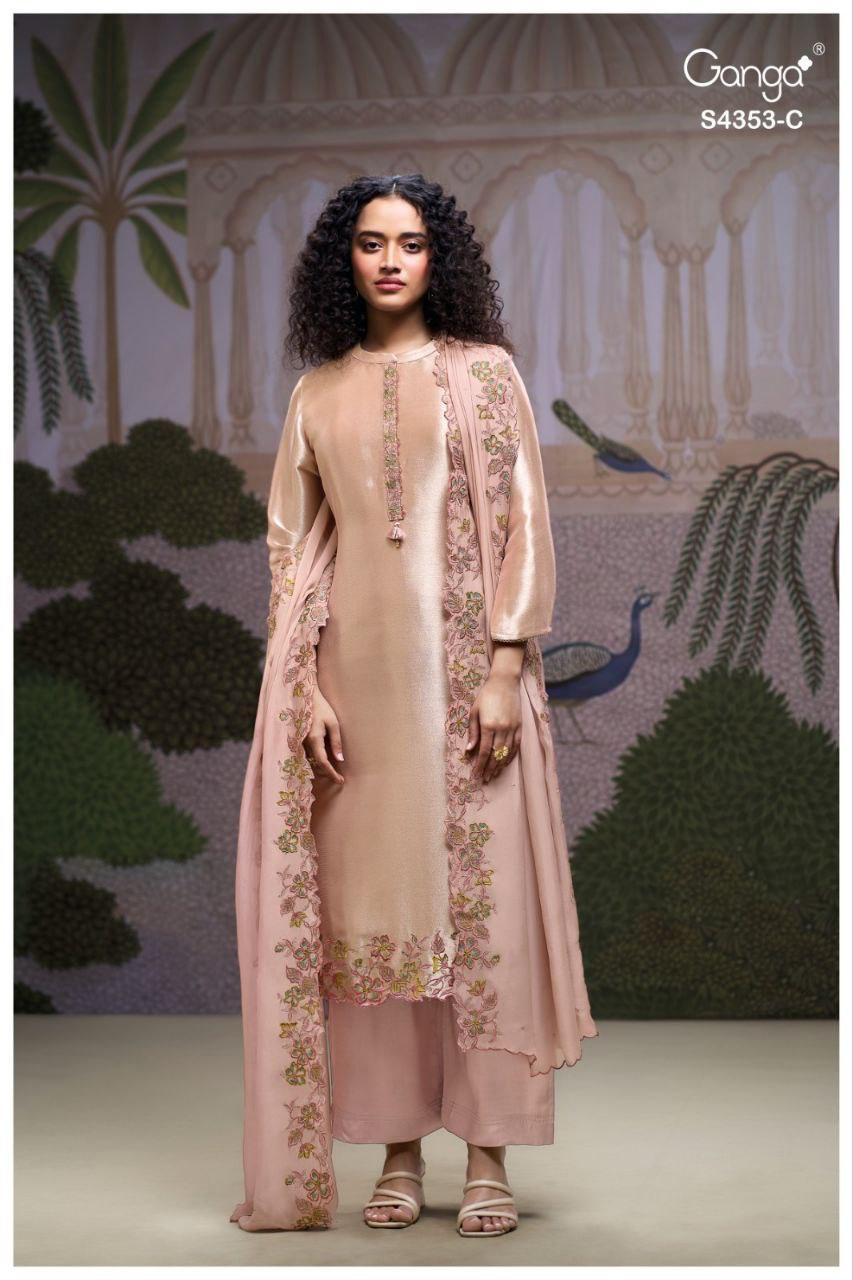 Glorina 4353 Ganga Bemberg Silk Plazzo Style Suits Wholesaler Gujarat