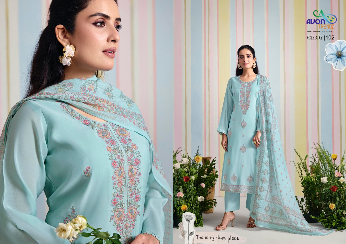 Glory Avon Trendz Mul Mul Pant Style Suits Supplier Ahmedabad