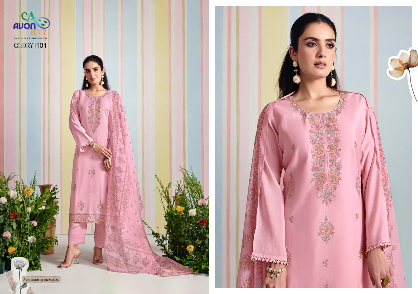 Glory Avon Trendz Mul Mul Pant Style Suits Supplier Ahmedabad