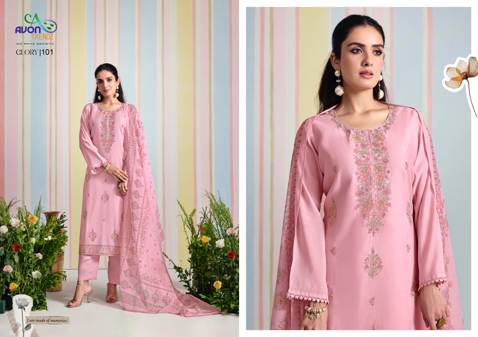 Glory Avon Trendz Mul Mul Pant Style Suits Supplier Ahmedabad