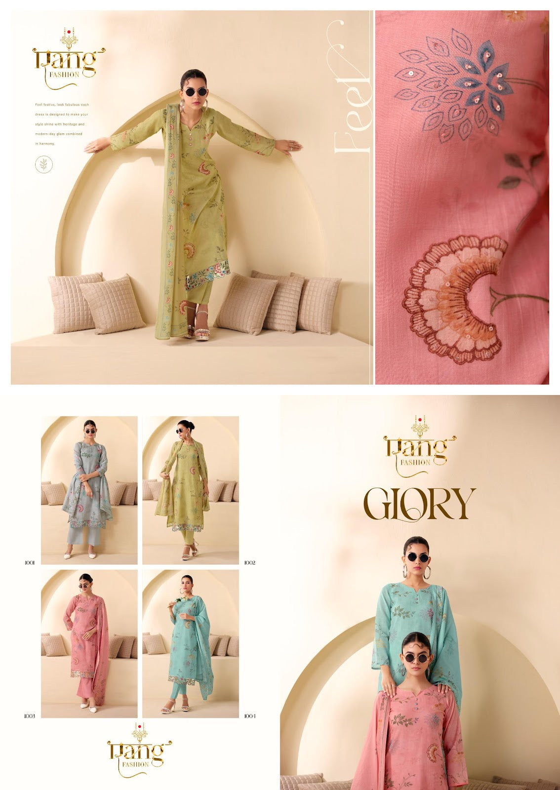 Glory Rang Fashion Mal Chanderi Pant Style Suits Exporter India