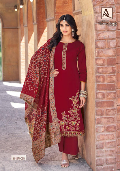 Glossy Touch Edition 4 Alok Pure Zam Karachi Salwar Suits Manufacturer Gujarat