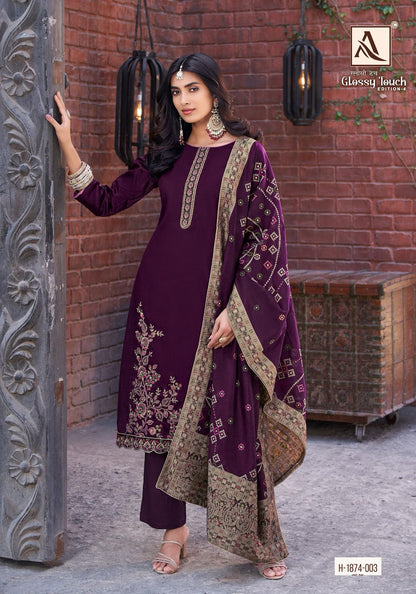 Glossy Touch Edition 4 Alok Pure Zam Karachi Salwar Suits Manufacturer Gujarat
