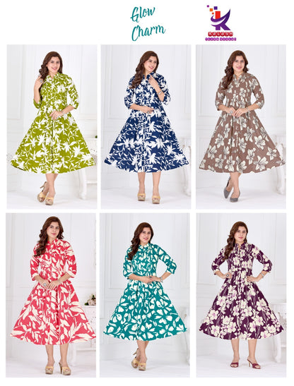 Glow Charm Mlm Kalash Lifestyle Rayon 17Kg Anarkali Kurtis Supplier Ahmedabad