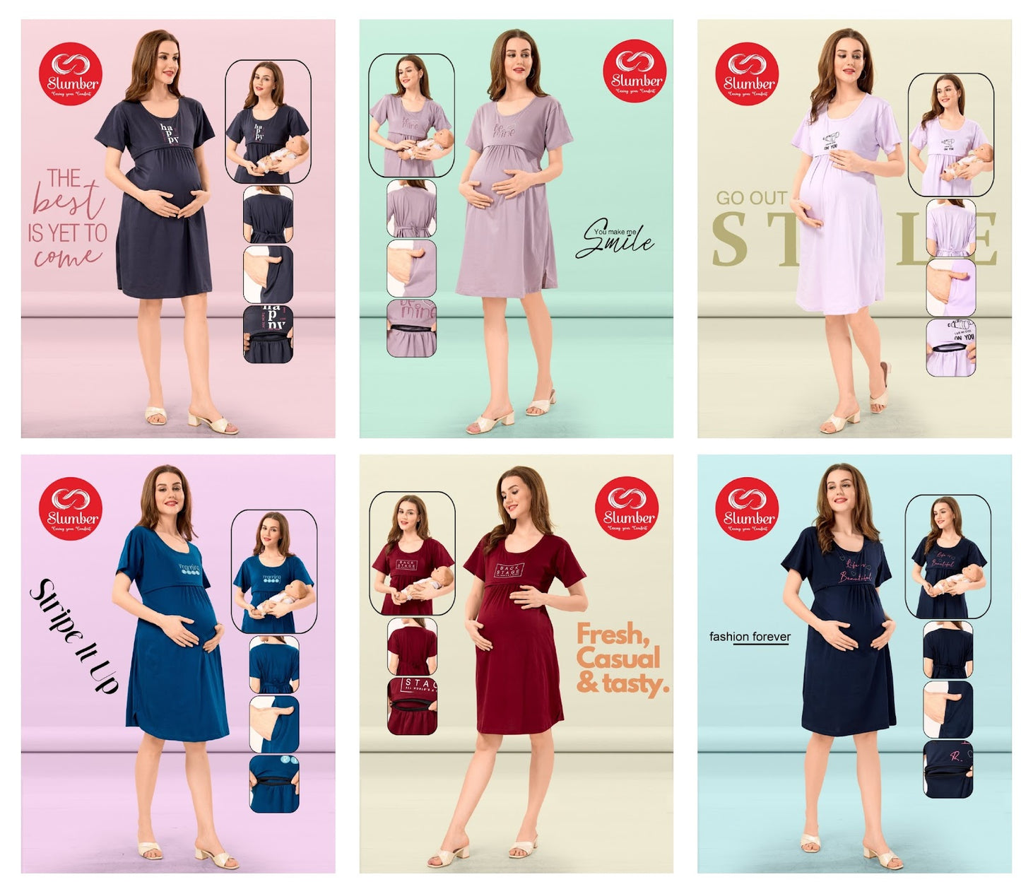 Gm002 Maternity Knee Length Slumber Cotton Feeding Night Gown Wholesaler