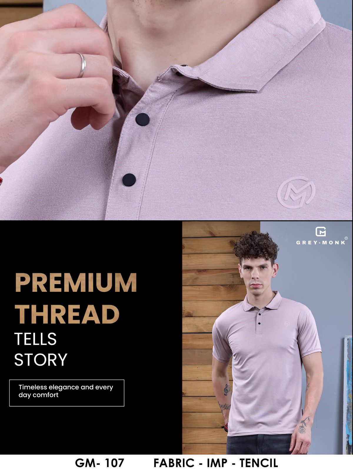 Gm 107 Grey Monk Imported Tencil Mens Tshirts Wholesale Price