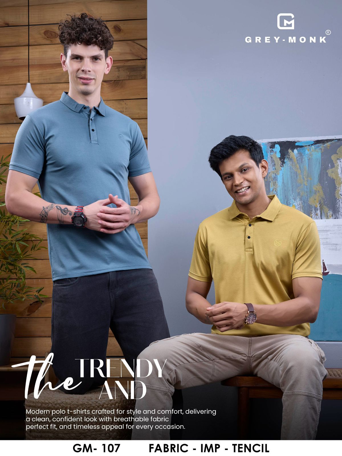 Gm 107 Grey Monk Imported Tencil Mens Tshirts Wholesale Price