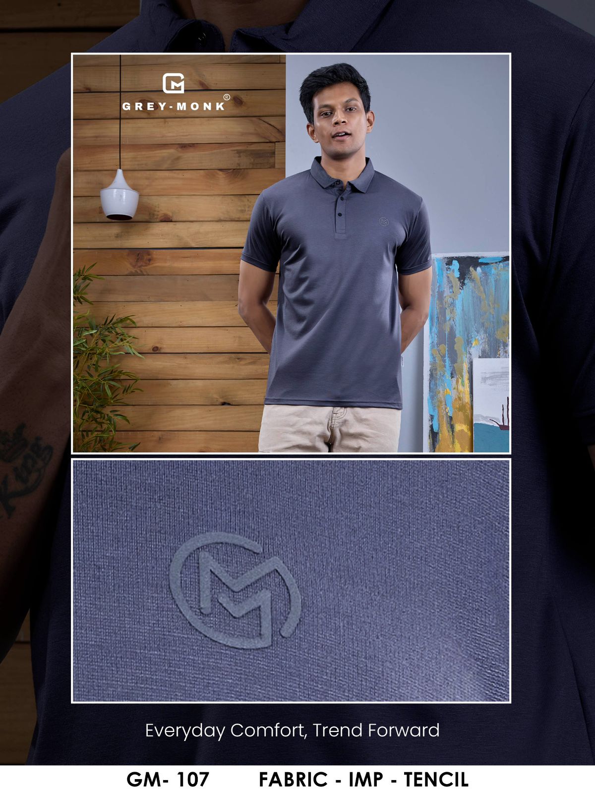 Gm 107 Grey Monk Imported Tencil Mens Tshirts Wholesale Price