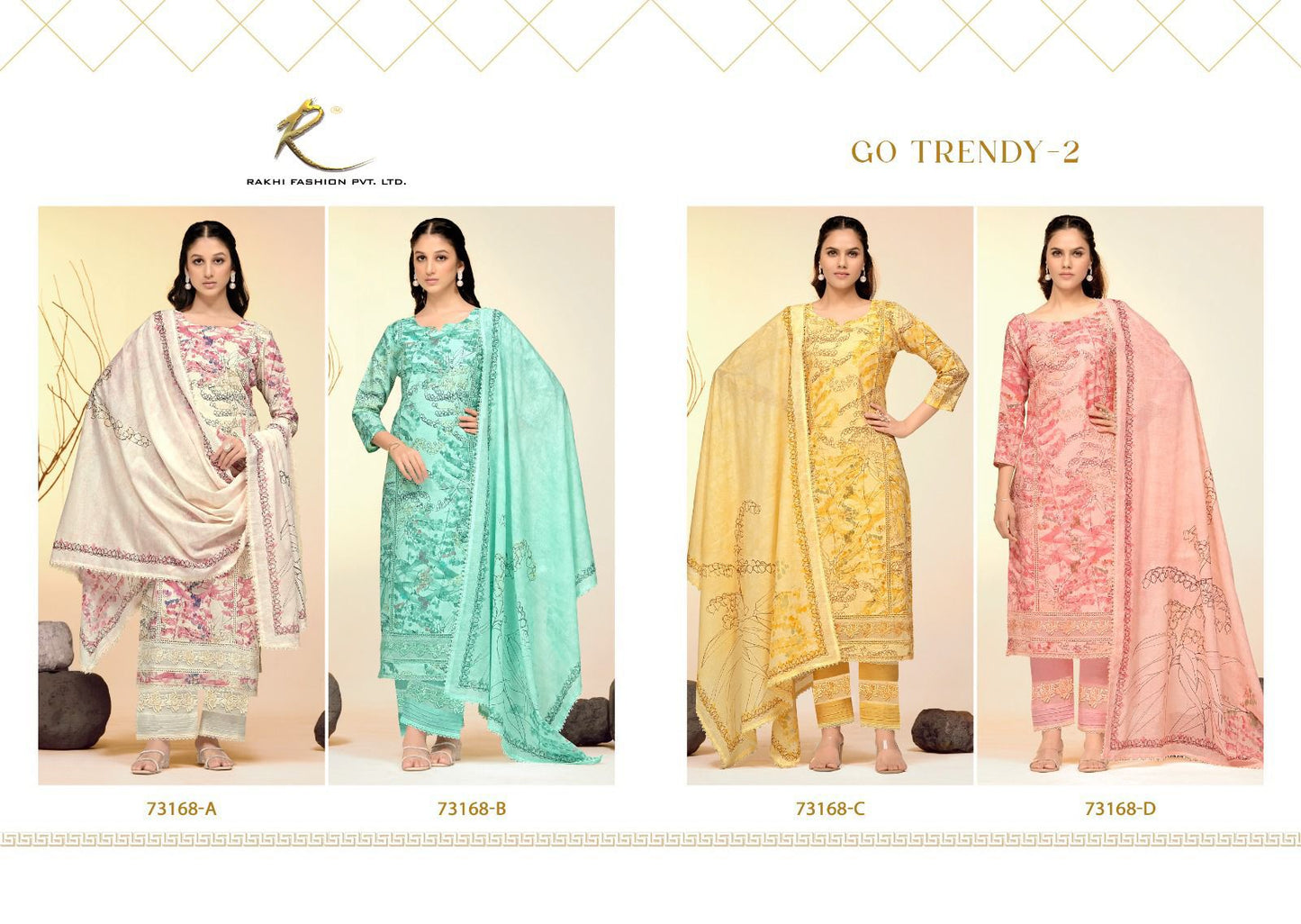 Go Trendy 2 Rakhi Fashion Pure Viscose Pant Style Suits