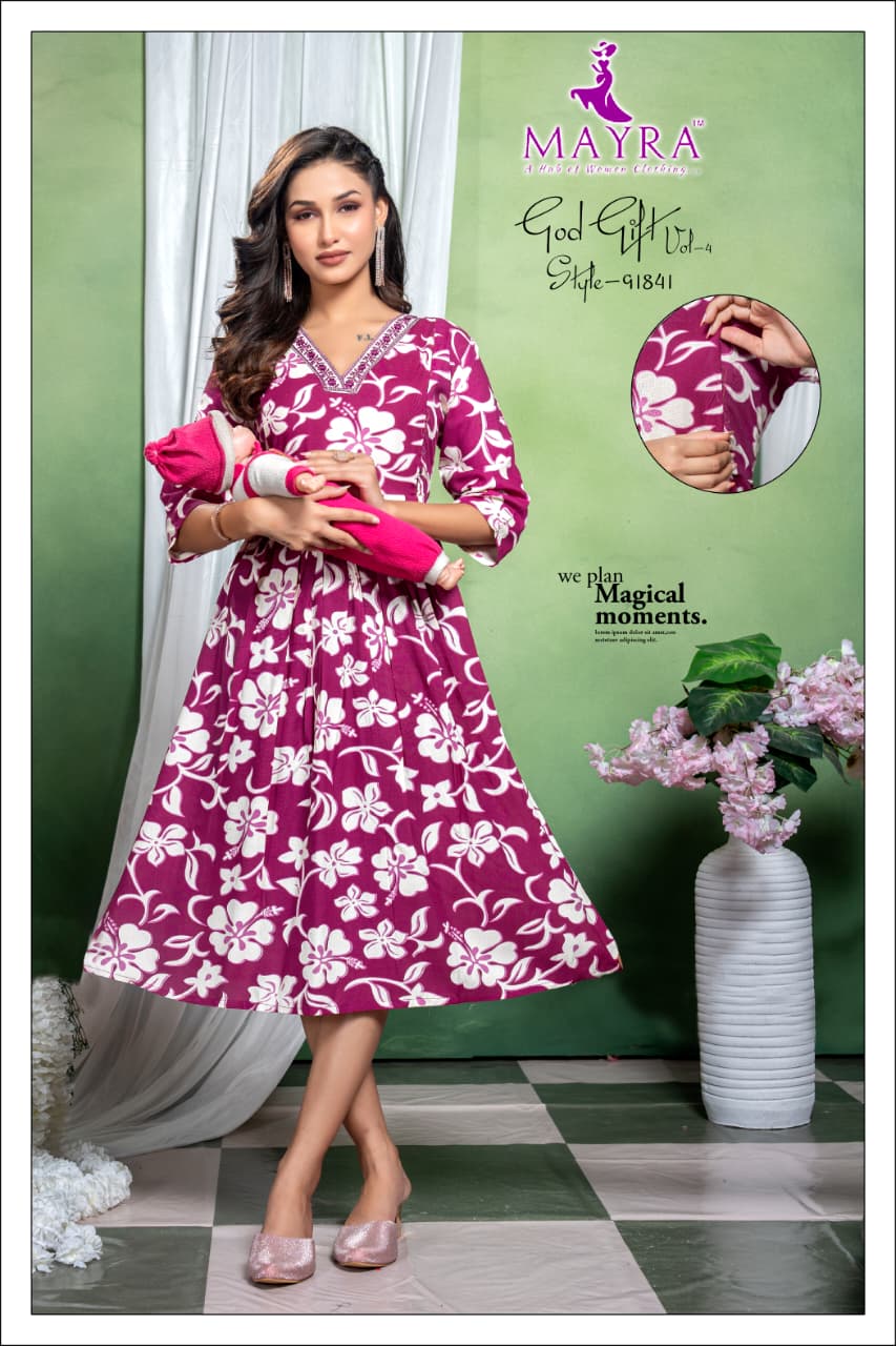 God Gift Vol 4 Mayra Reyon Feeding Kurtis Wholesale Price