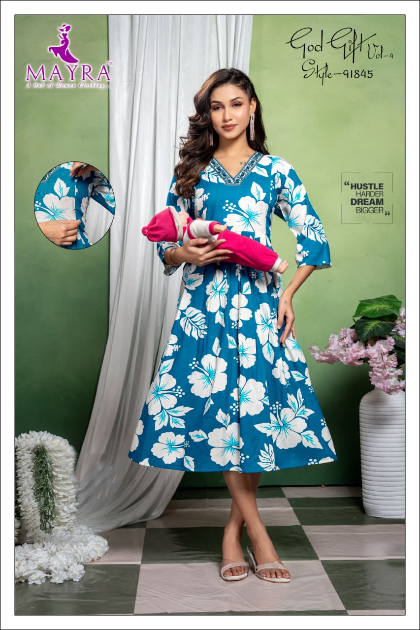 God Gift Vol 4 Mayra Reyon Feeding Kurtis Wholesale Price