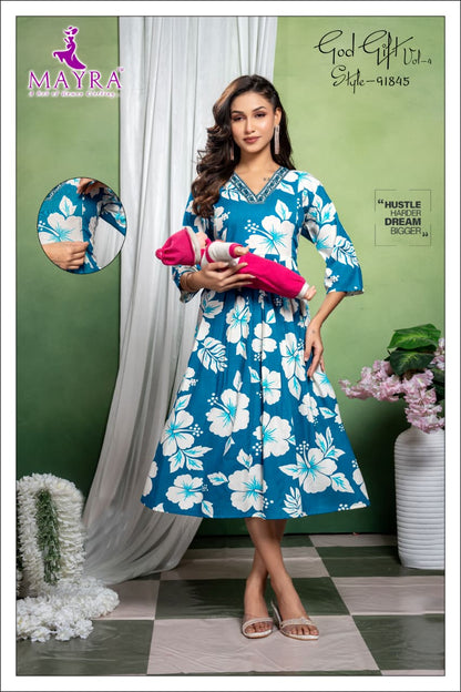 God Gift Vol 4 Mayra Reyon Feeding Kurtis Wholesale Price