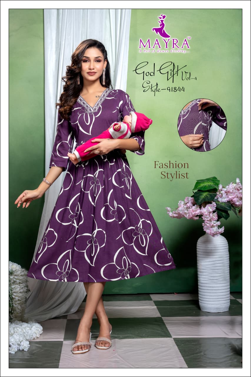 God Gift Vol 4 Mayra Reyon Feeding Kurtis Wholesale Price