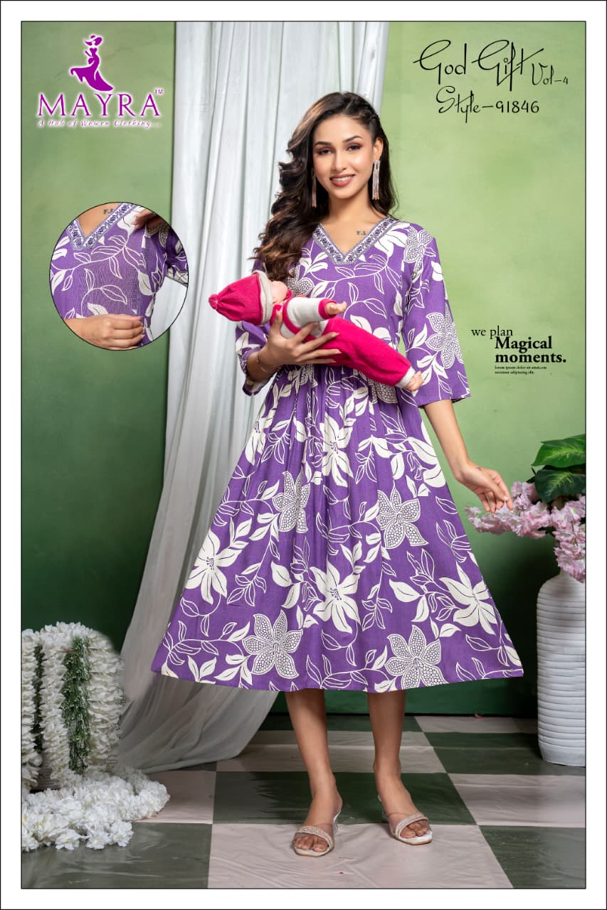 God Gift Vol 4 Mayra Reyon Feeding Kurtis Wholesale Price
