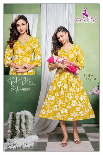 God Gift Vol 4 Mayra Reyon Feeding Kurtis Wholesale Price