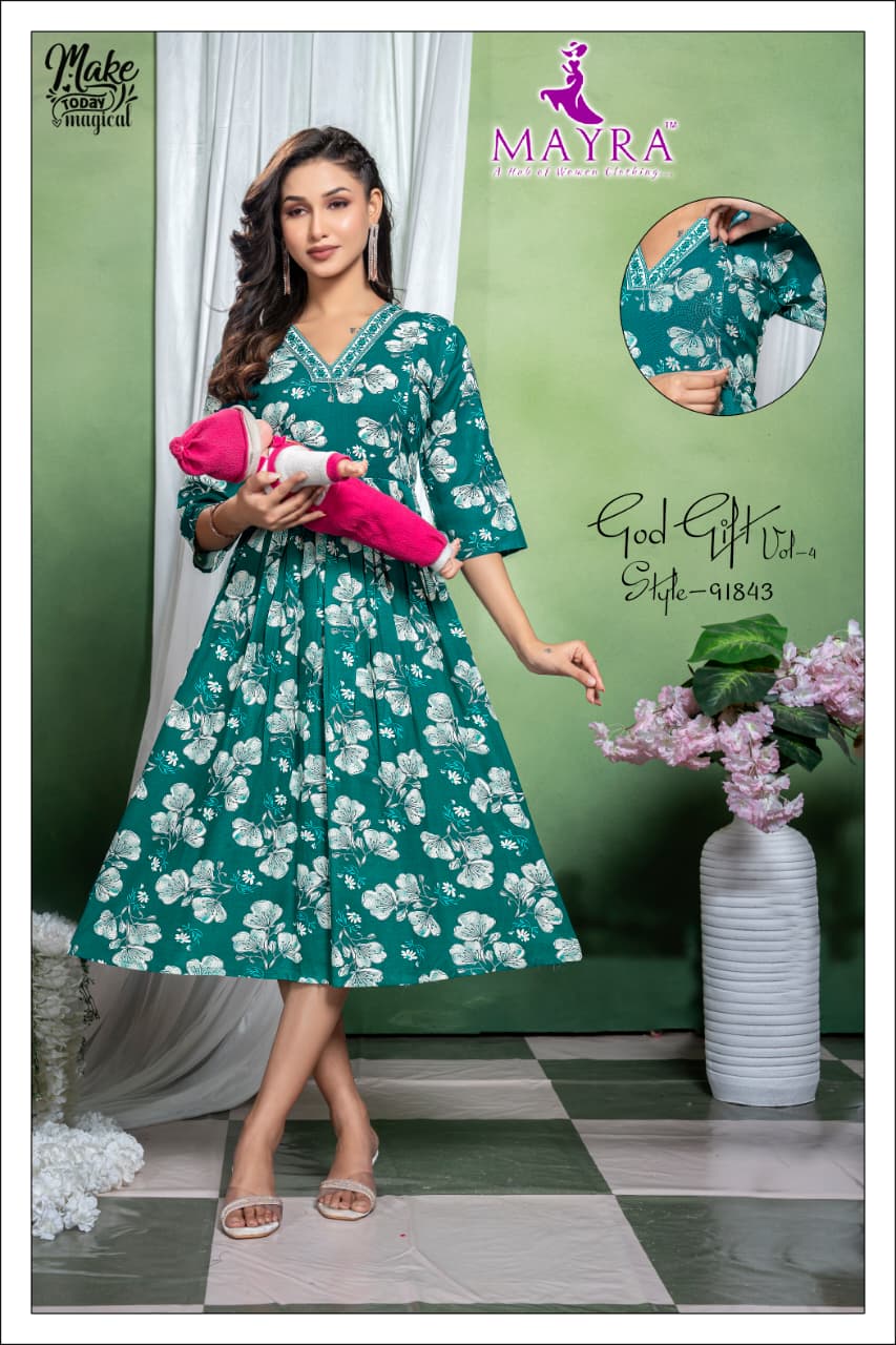 God Gift Vol 4 Mayra Reyon Feeding Kurtis Wholesale Price