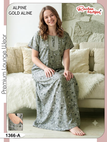 Gold A-Line 0607 Ruchee Fashion Alpine Night Gowns Manufacturer Ahmedabad