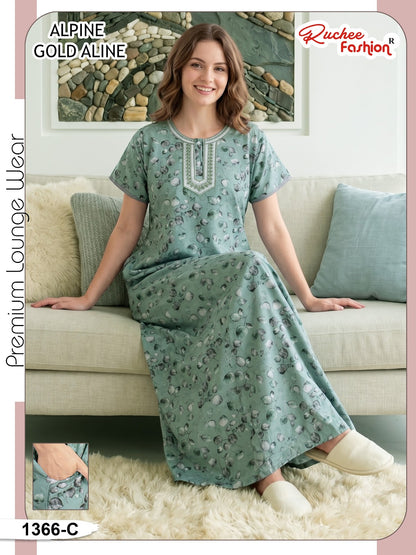 Gold A-Line 0607 Ruchee Fashion Alpine Night Gowns Manufacturer Ahmedabad