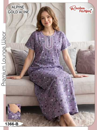 Gold A-Line 0607 Ruchee Fashion Alpine Night Gowns Manufacturer Ahmedabad