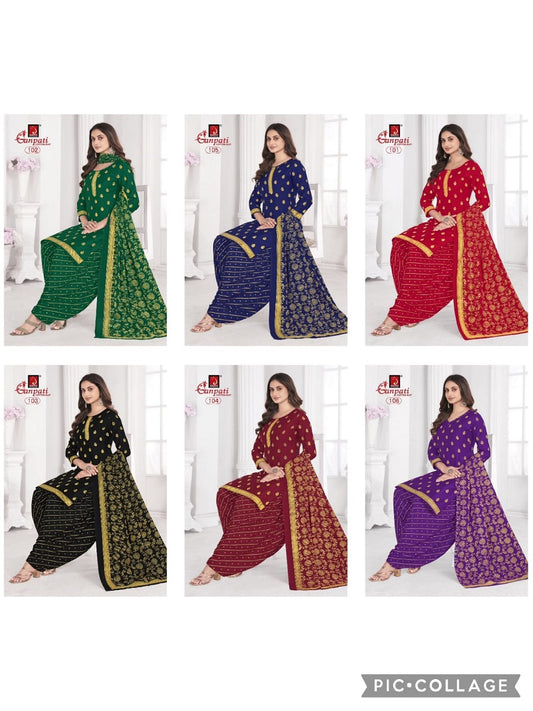 Gold And Gold Ganpati Cotton Cotton Dress Material