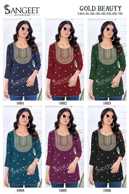 Gold Beauty Sangeet Georgette Short Kurtis Manufacturer India