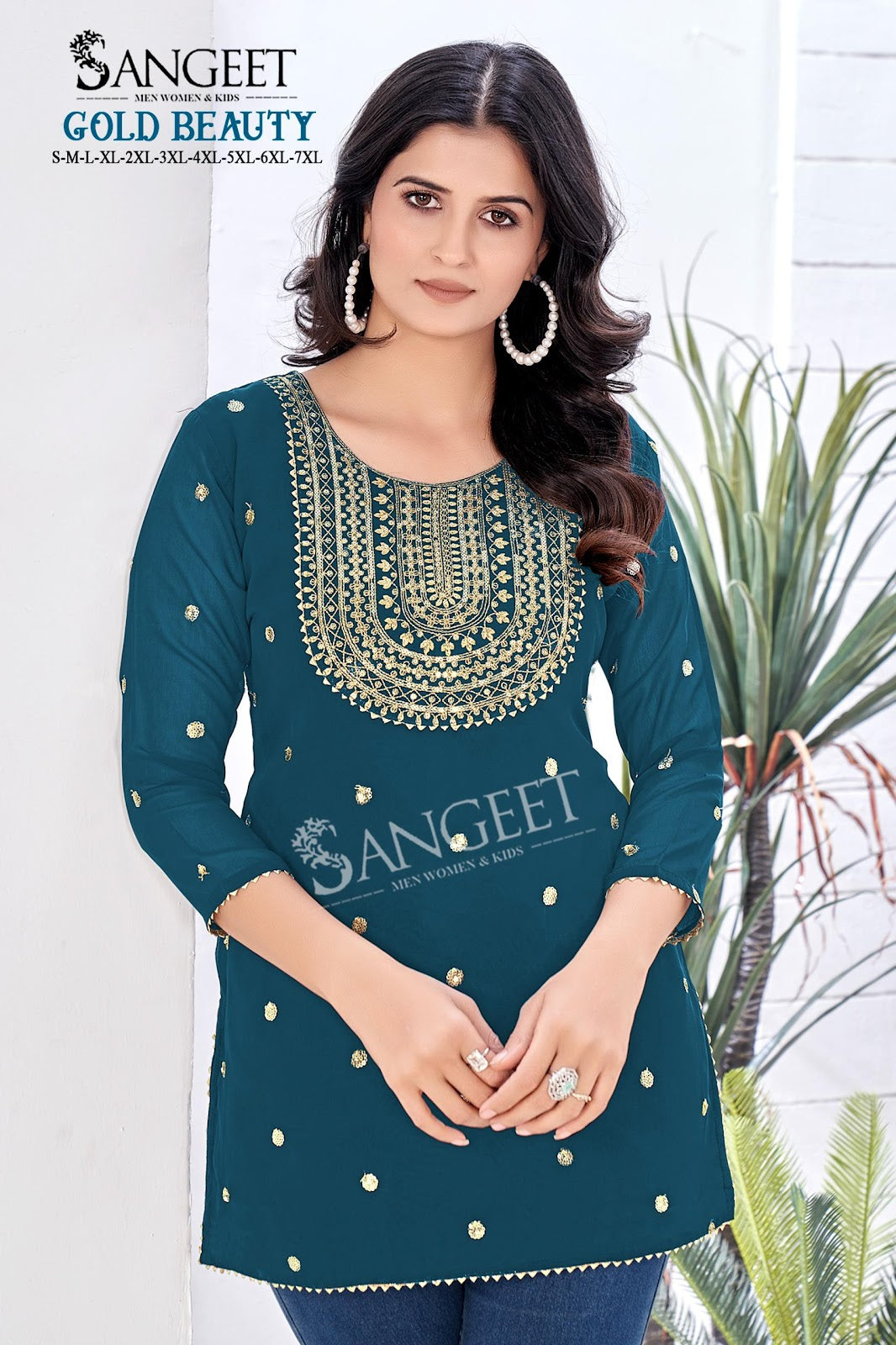Gold Beauty Sangeet Georgette Short Kurtis Manufacturer India