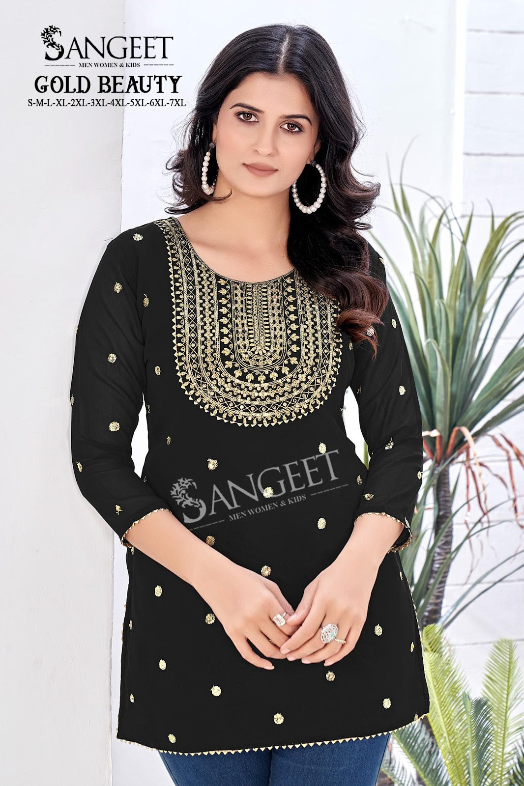Gold Beauty Sangeet Georgette Short Kurtis Manufacturer India