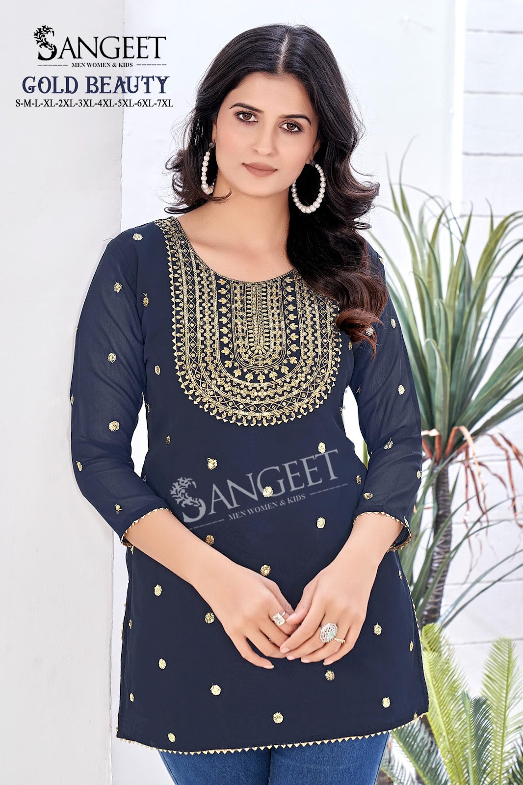 Gold Beauty Sangeet Georgette Short Kurtis Manufacturer India