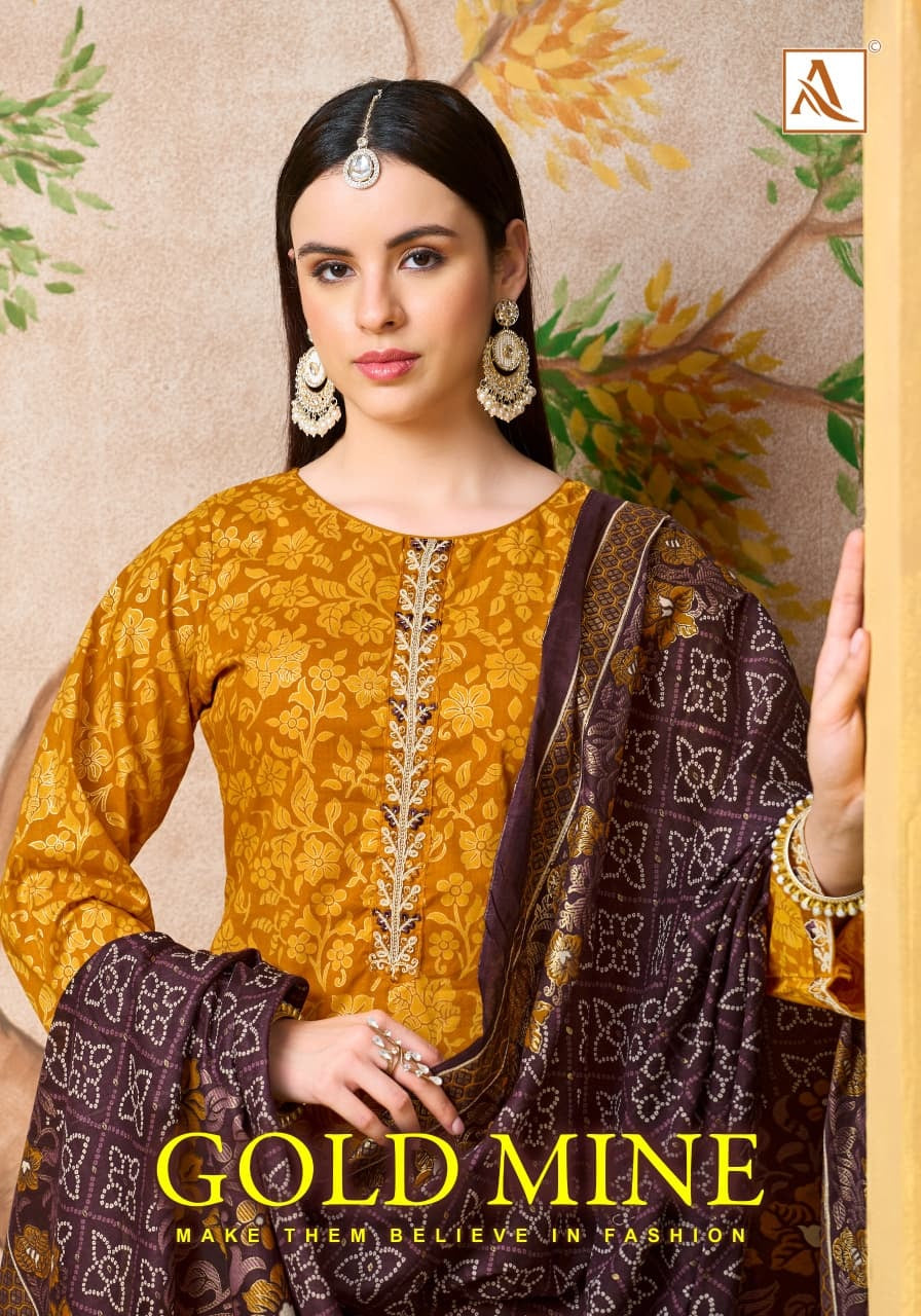 Gold Mine Alok Cambric Cotton Karachi Salwar Suits Exporter