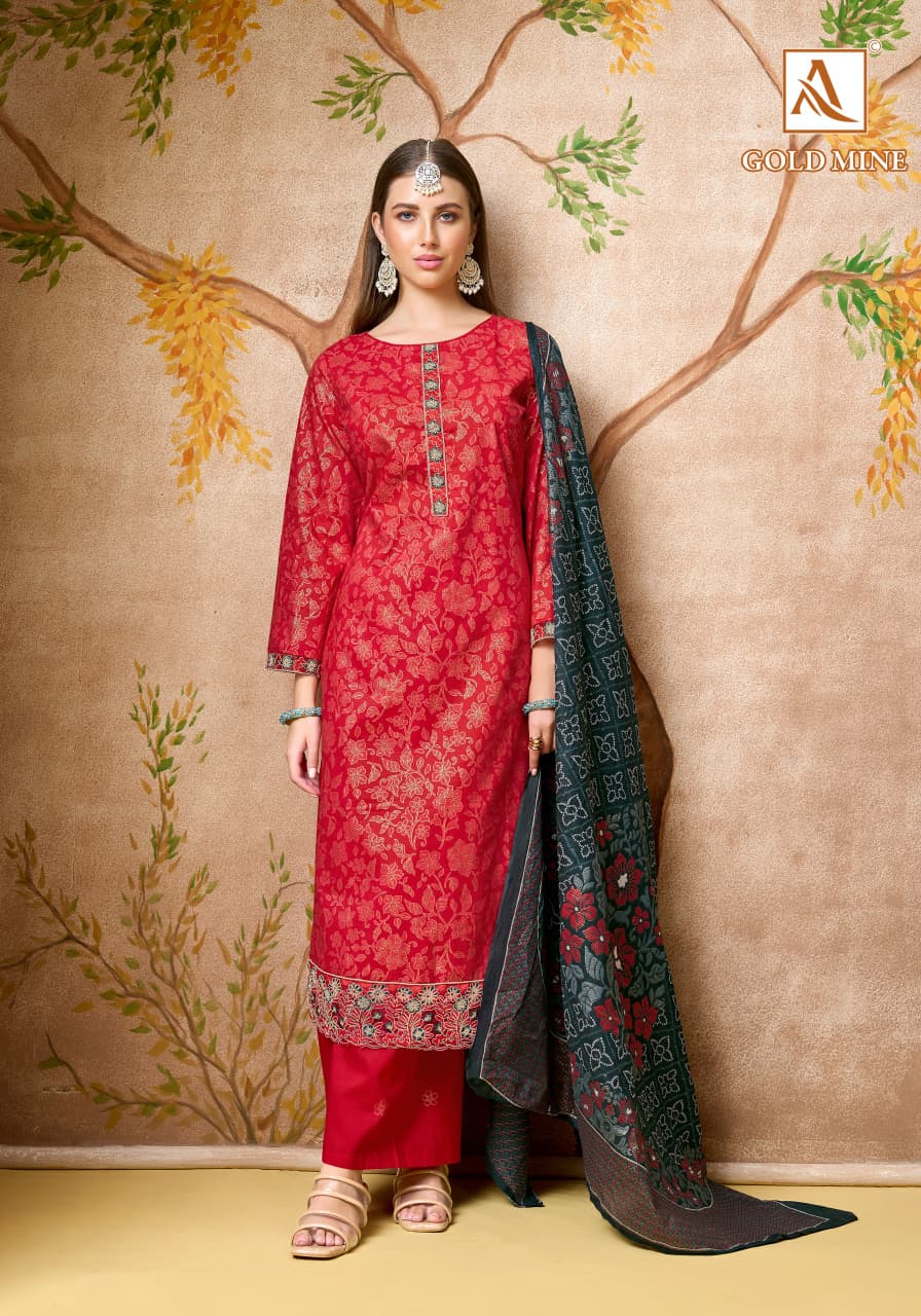 Gold Mine Alok Cambric Cotton Karachi Salwar Suits Exporter