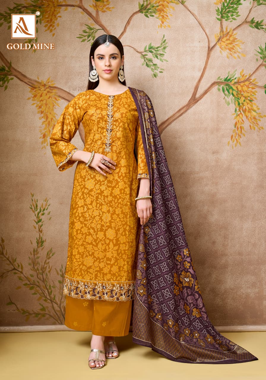 Gold Mine Alok Cambric Cotton Karachi Salwar Suits Exporter