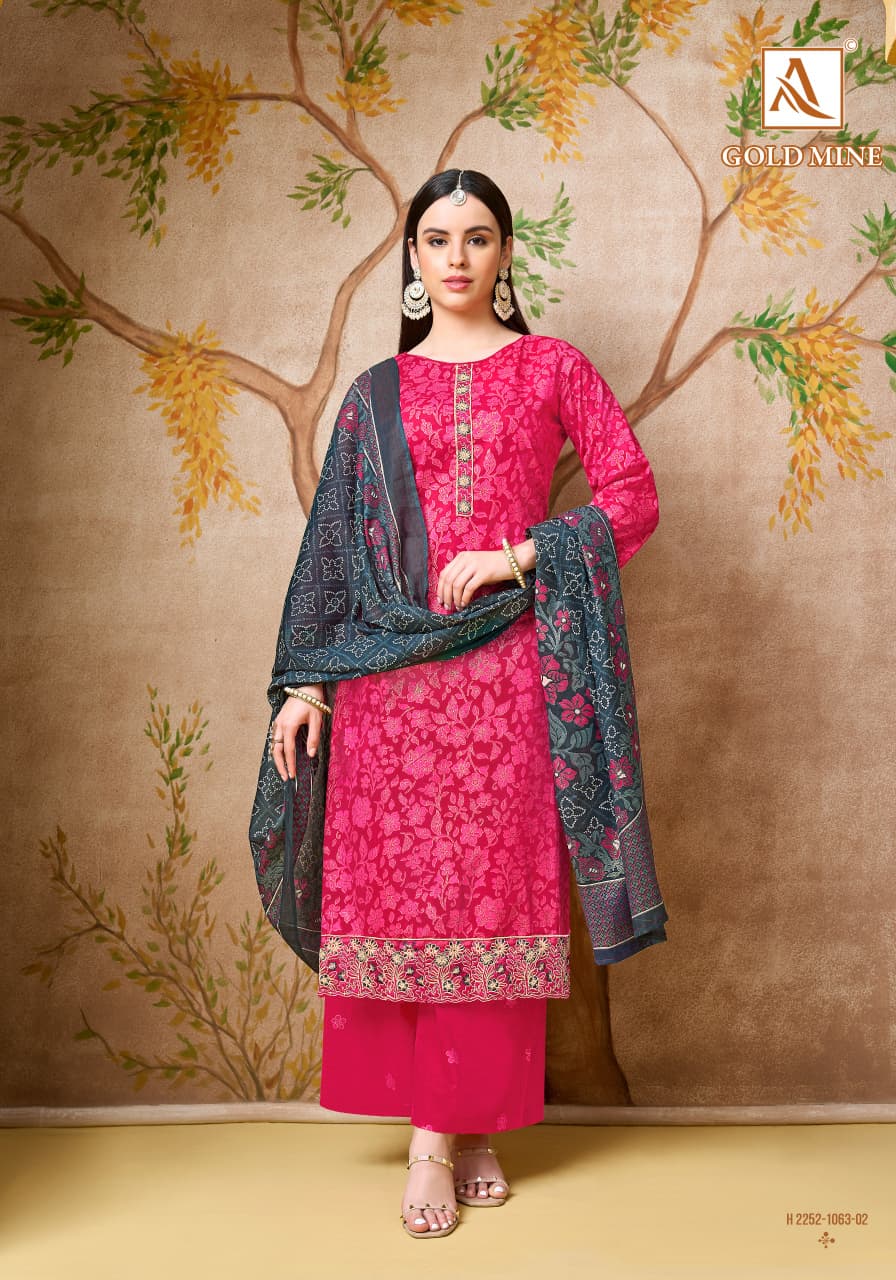 Gold Mine Alok Cambric Cotton Karachi Salwar Suits Exporter