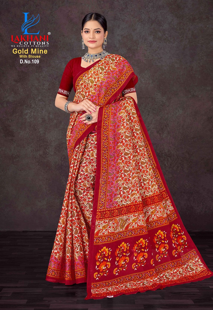Gold Mine Lakhani Cotton Sarees Supplier Gujarat