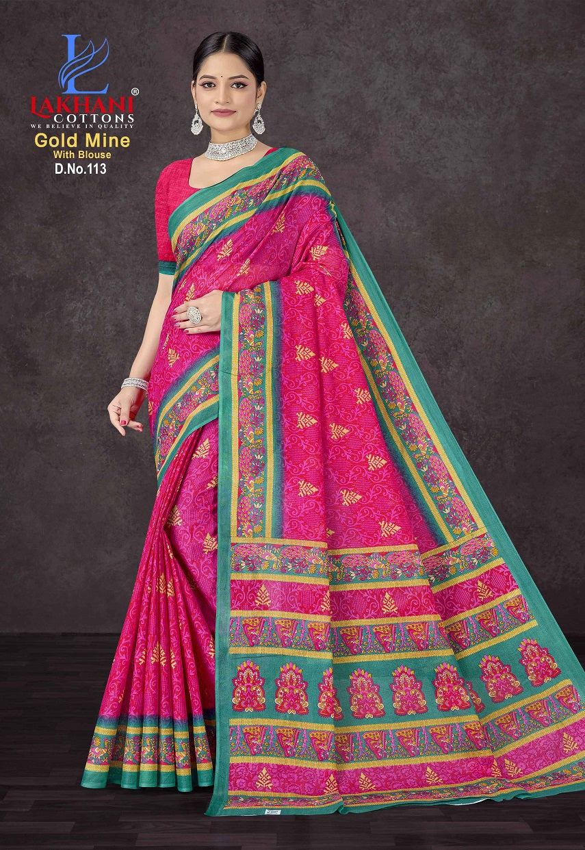 Gold Mine Lakhani Cotton Sarees Supplier Gujarat