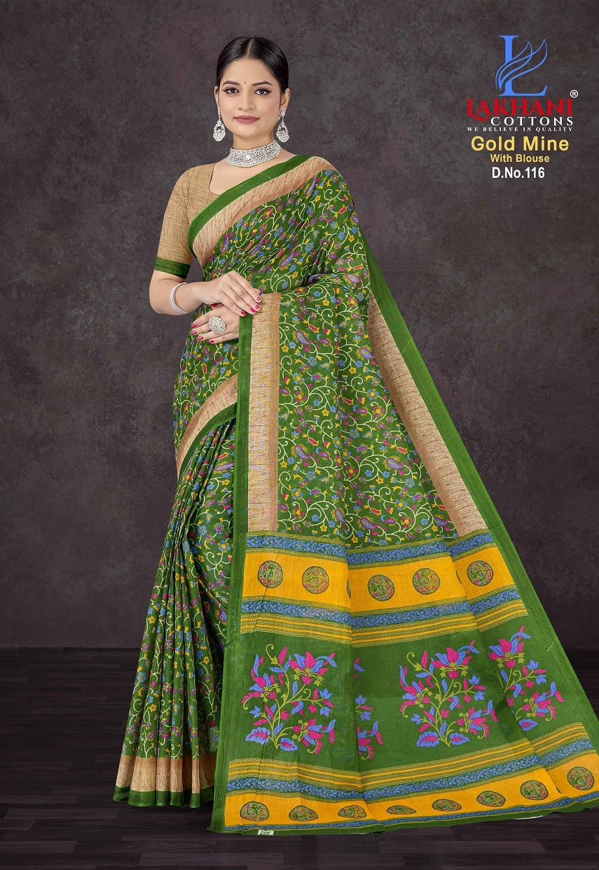 Gold Mine Lakhani Cotton Sarees Supplier Gujarat