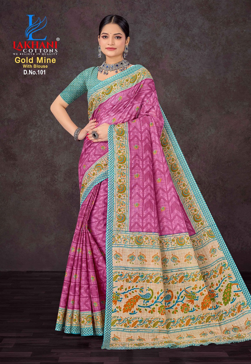 Gold Mine Lakhani Cotton Sarees Supplier Gujarat