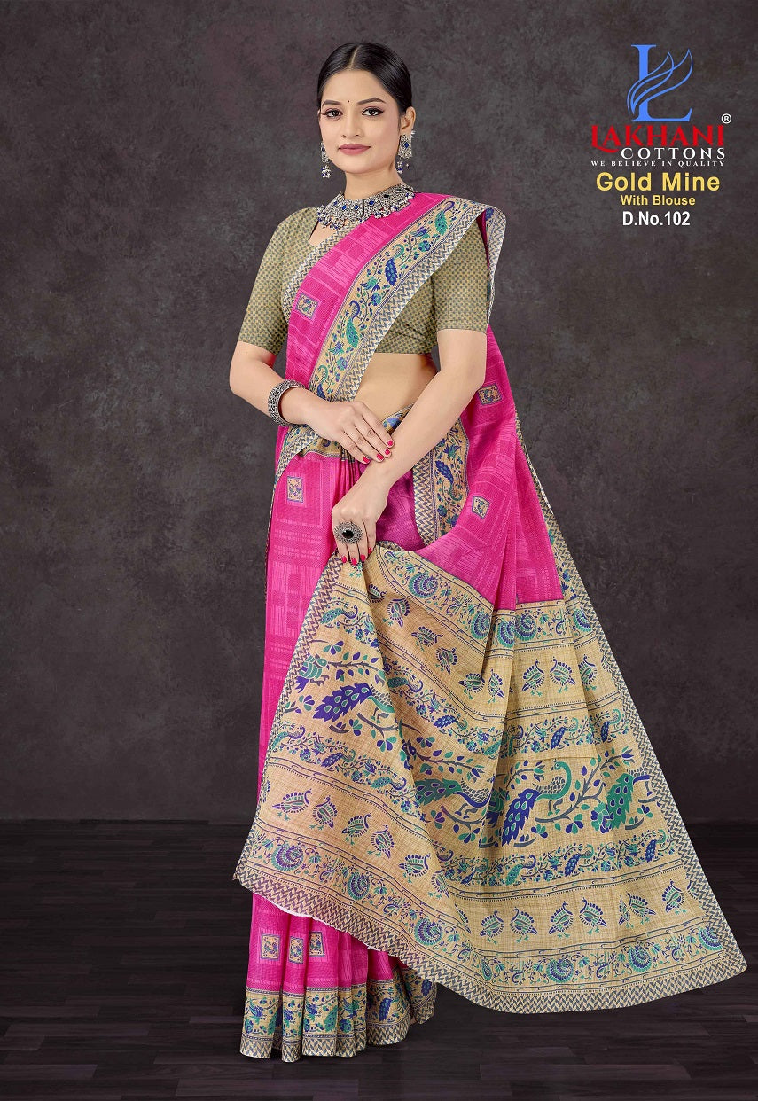 Gold Mine Lakhani Cotton Sarees Supplier Gujarat