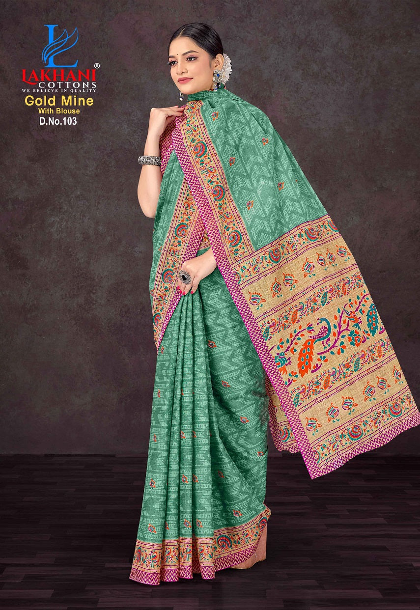 Gold Mine Lakhani Cotton Sarees Supplier Gujarat