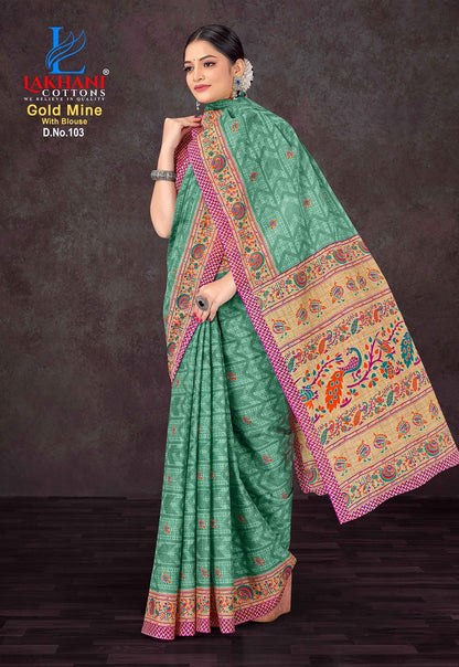 Gold Mine Lakhani Cotton Sarees Supplier Gujarat