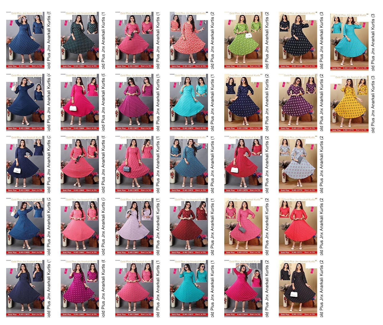 Gold Plus Jnx Rayon Anarkali Kurtis Supplier Ahmedabad