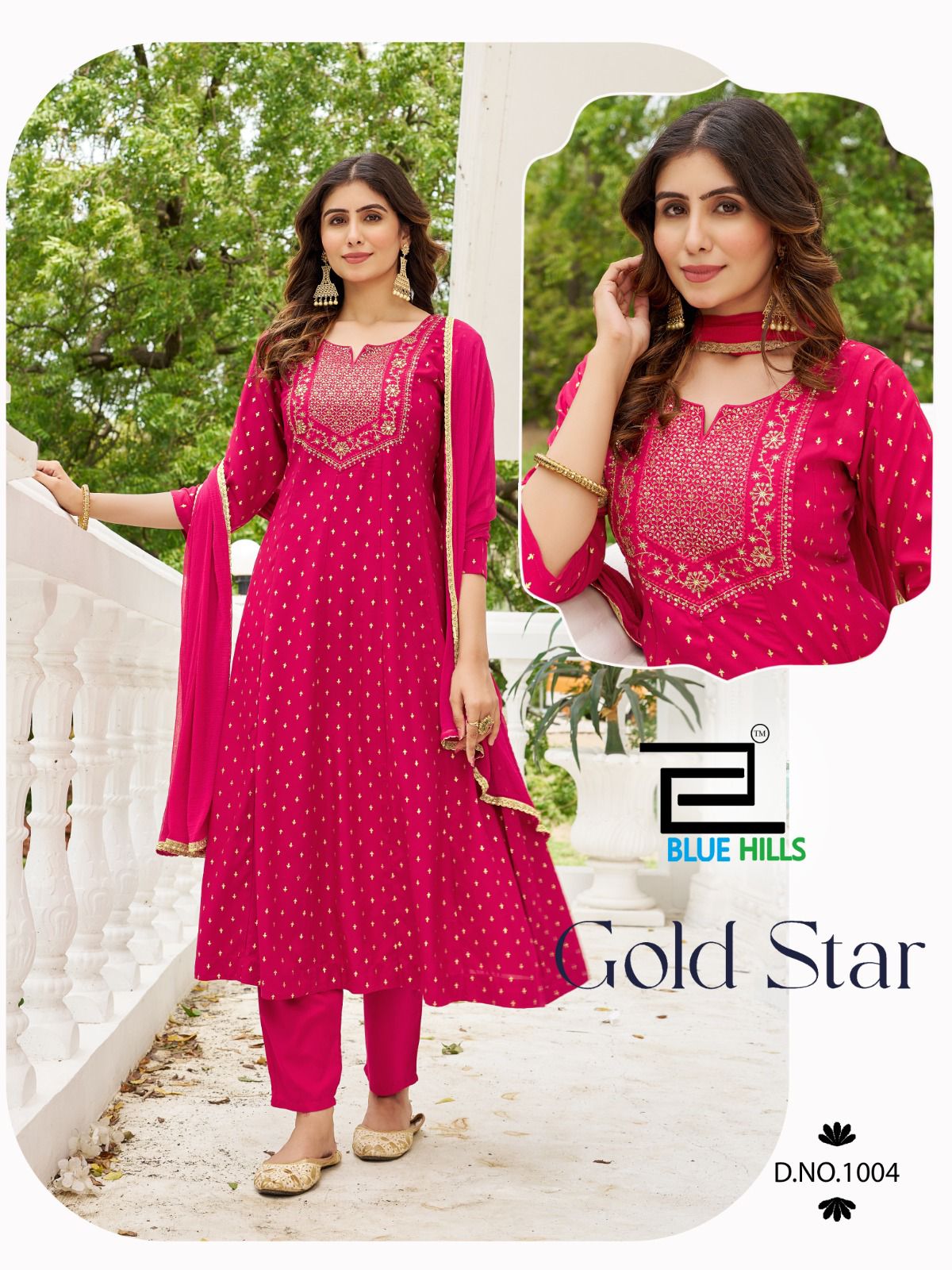 Gold Star Blue Hills Rayon 14Kg Readymade Anarkali Suits Wholesale