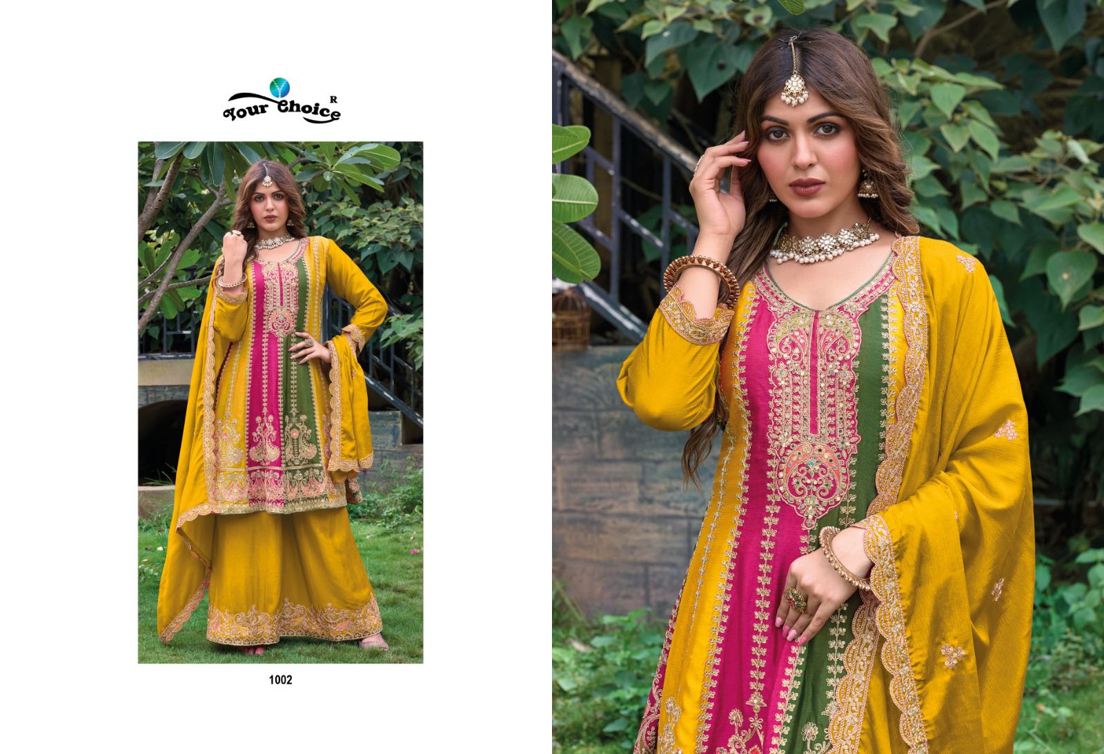 Gold Your Choice Chinnon Pakistani Readymade Suits Supplier