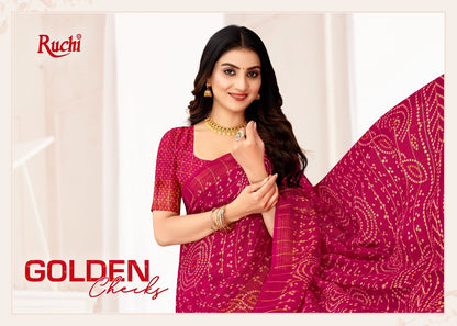 Golden Checks Ruchi Linen Silk Sarees Manufacturer Gujarat