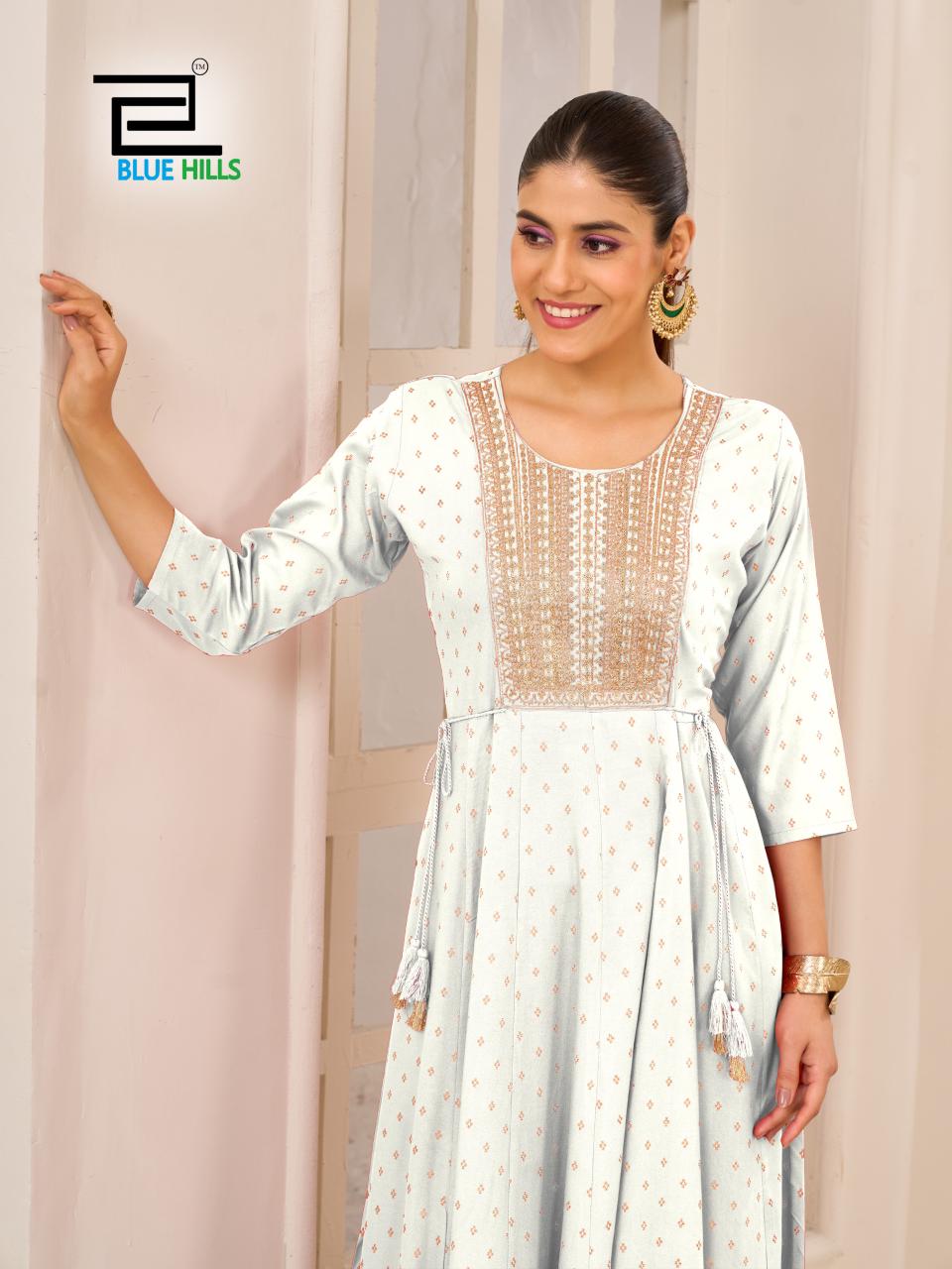 Golden Duck Blue Hills Rayon 14Kg Anarkali Kurtis Wholesaler India