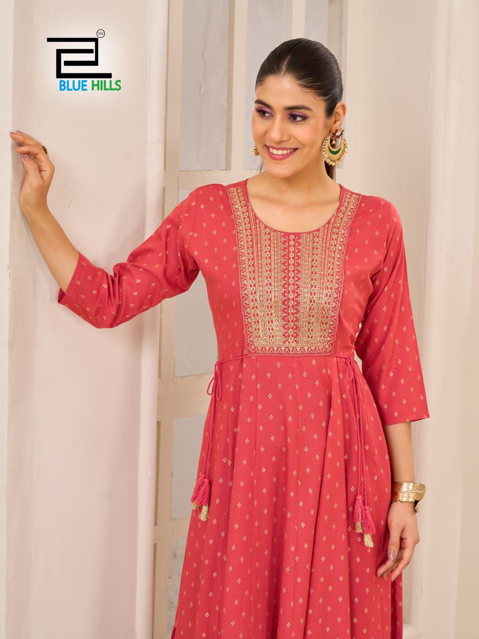 Golden Duck Blue Hills Rayon 14Kg Anarkali Kurtis Wholesaler India